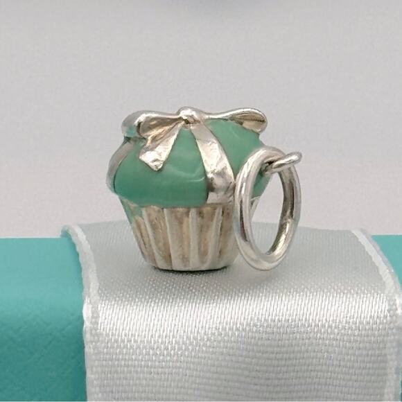 Tiffany & Co. Jewelry - Tiffany & Co. Blue Cupcake PendantCharm Blue Enamel Sterling Silver Gift Pouch